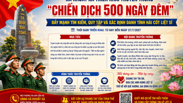 XÃ KHUẤT XÁ TRIỂN KHAI TRUYỀN THÔNG "CHIẾN DỊCH 500 NGÀY ĐÊM" ĐẨY MẠNH TÌM KIẾM, QUY TẬP VÀ XÁC ĐỊNH DANH TÍNH HÀI CỐT LIỆT SĨ
